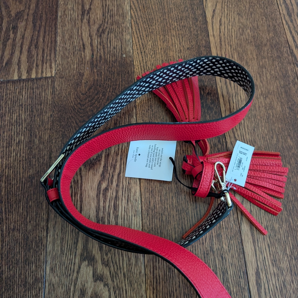 Red and Black Leather Strap with Tassel by Kate Spade